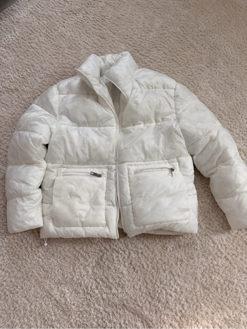 Forever 21 Women's Zip-up Puff Jacket White Large